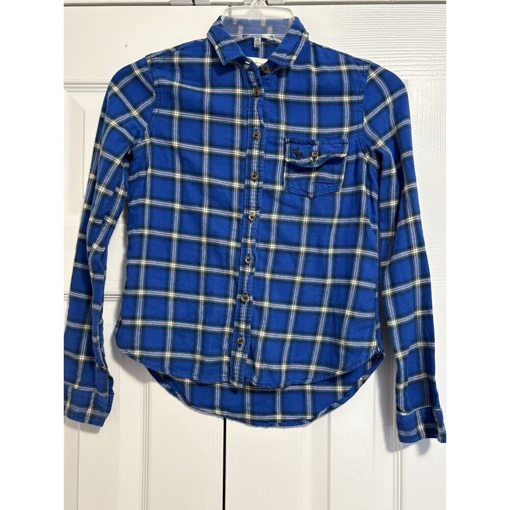 Abercrombie Boy’s Blue Long Sleeve Flannel Shirt Size Medium